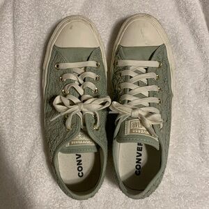 Sage Green Lace Detailed Converse